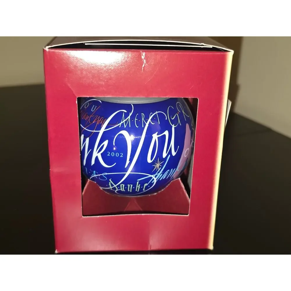Vintage 2002 Hallmark Christmas Thank You Ball Ornament Keepsake - 9 Languages
